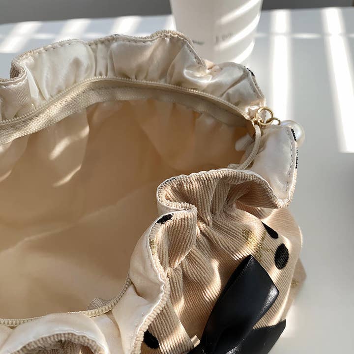 Dipped Shop - Wholesale Makeup/Cosmetic Bag - Corduroy Cherry Bow Cosmetic Bag DPCB46