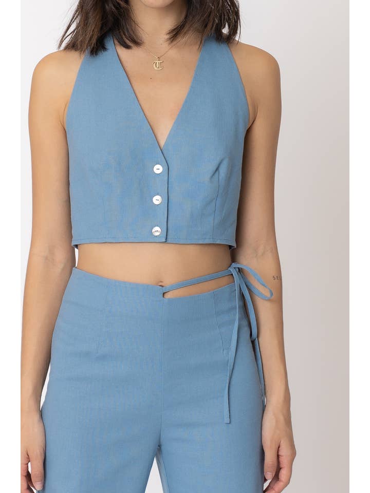 En Crème - Wholesale Top & Pant Set (NOT Loungewear) - Women's - Halter Neck Vest and Pants Set