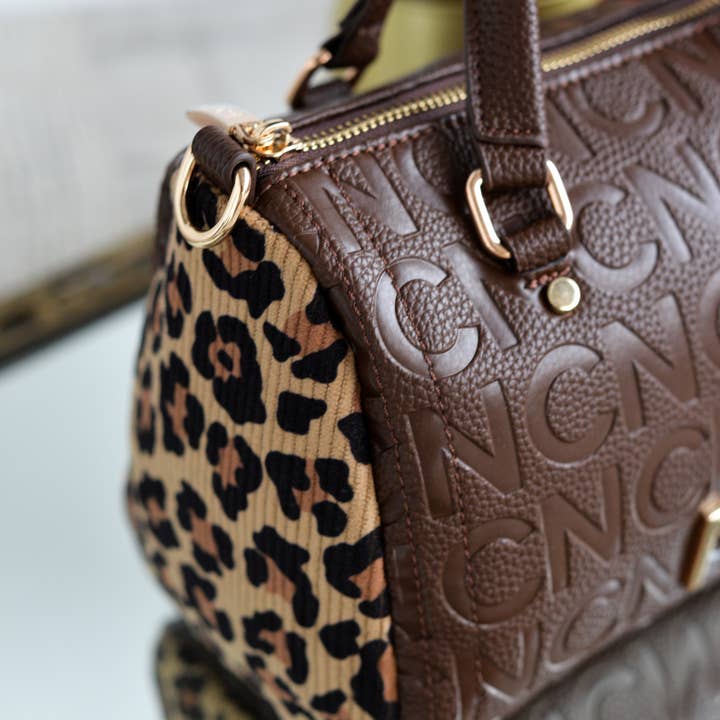 NOCO - Wholesale Top Handle Bag - Women's - Mini Bowling Animal Print Brown1