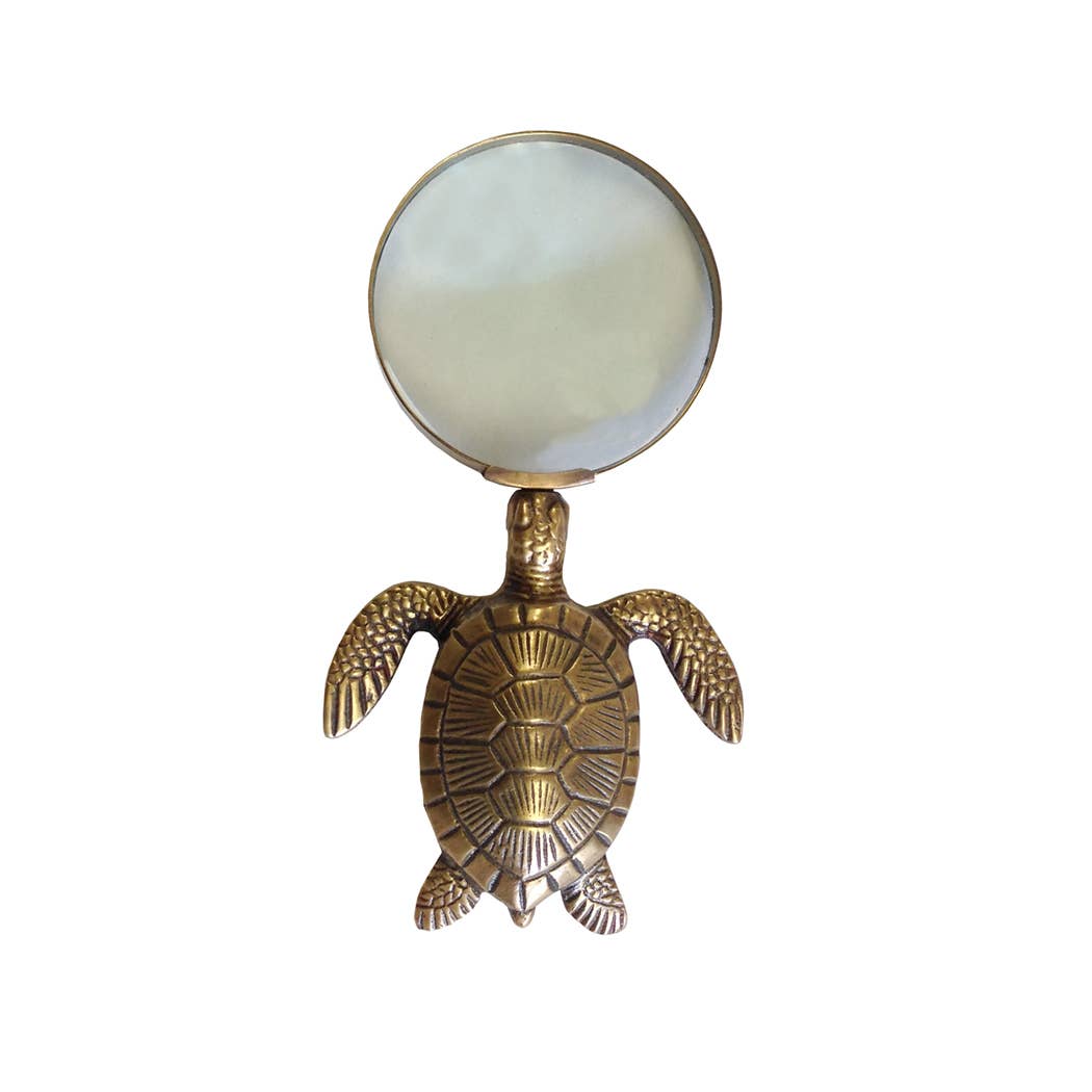 Madison Bay Co. - Historical Home Decor Reproductions - Wholesale Magnifying Glass - Antiqued Brass Turtle Magnifying Glass, 7”