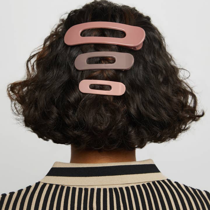 KITSCH - Wholesale Hair Clip - Women's - Flat Lay Claw Clip 3pc Flat - Ultra Glossy Terracotta3