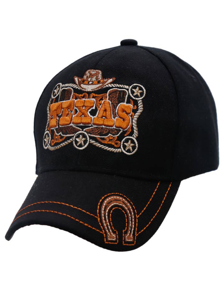 Texas Horseshoe Twill akryl buet baseballkasket for engroshandel hos Cap Zone