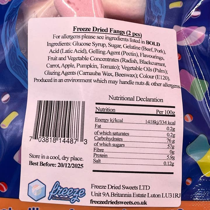 Freeze Dried Sweets - Wholesale Gummy - Fangs 2 Pieces - Freeze Dried Sweets3