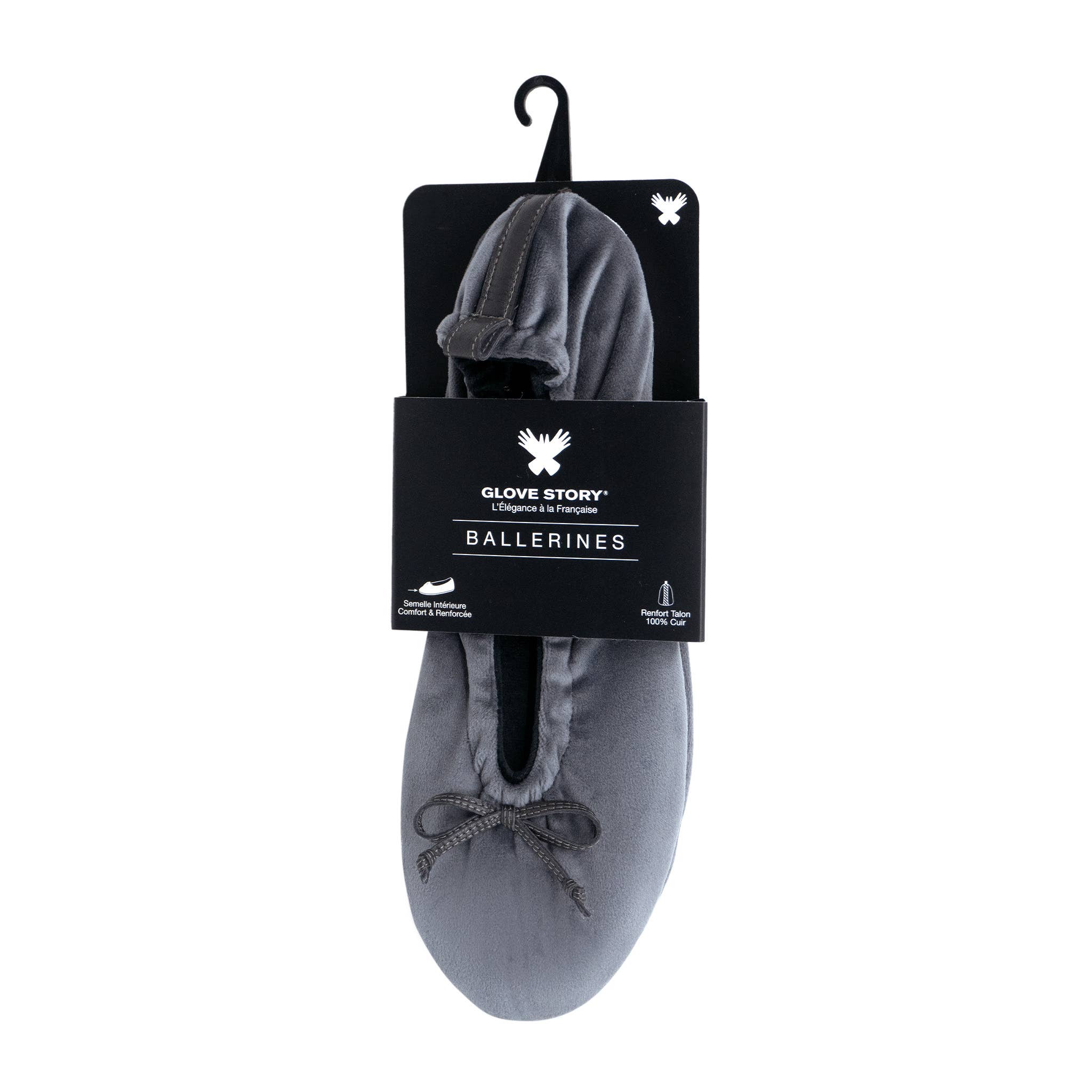 Glove Story - Wholesale Flats - Women's - Women's indoor ballerinas in velvet with small bow - CF014111