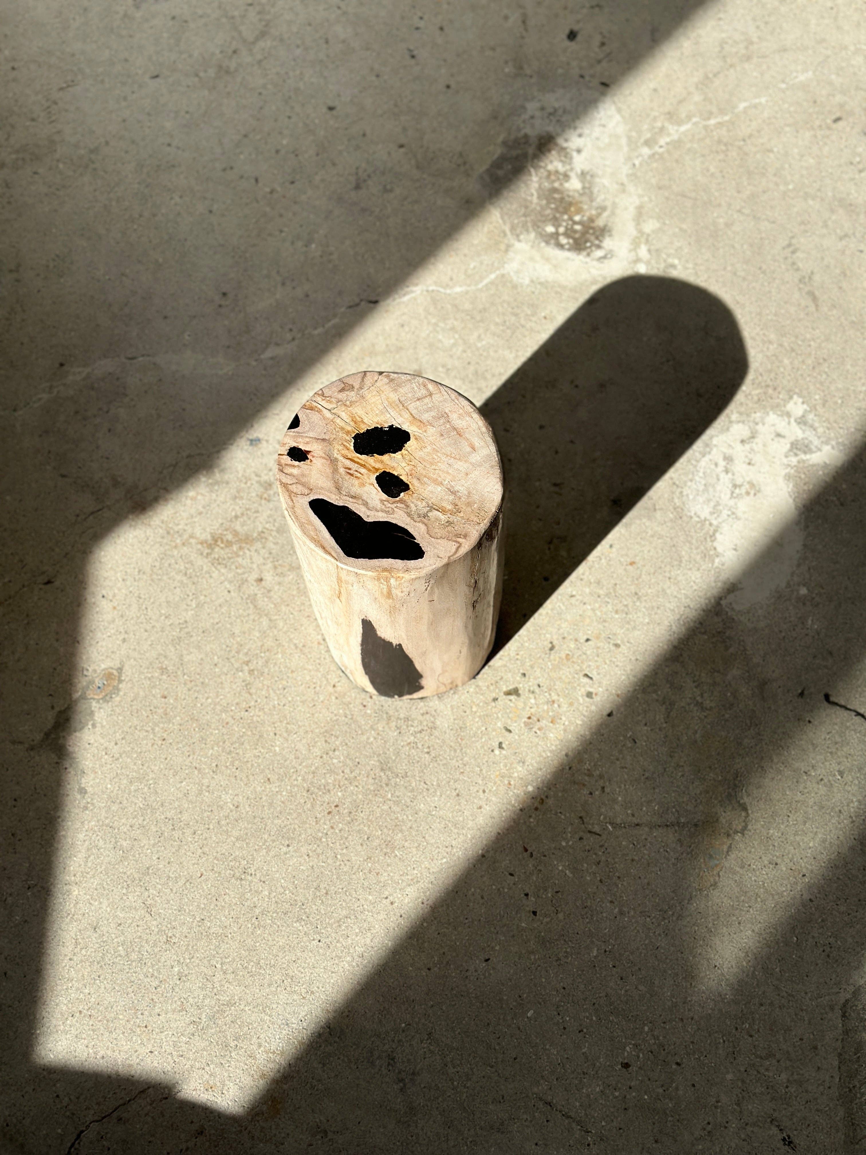 Office Objets - Wholesale Side Table - White petrified wood side table with black spots H:27.5 D:1813