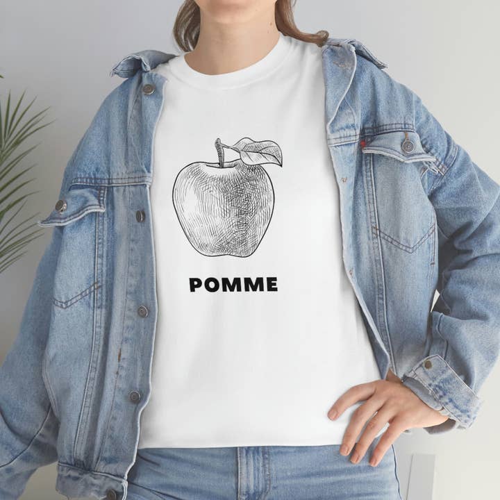 Camiseta gráfica Pomme maçã estampada/Tee por atacado de GiftJunkie