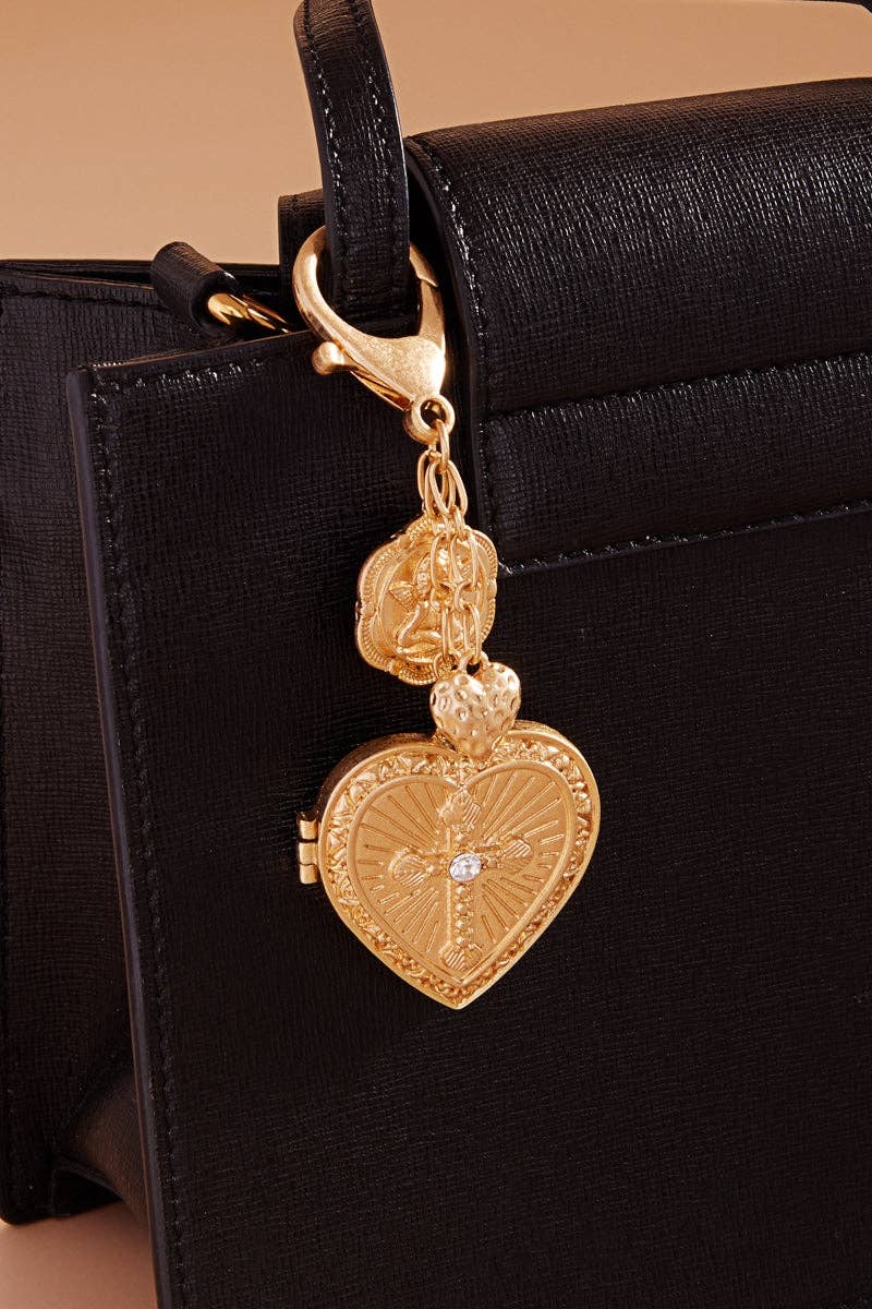 Designature New York – wholesale Keychain – Women's – HEART CROSS W ANGEL WING LOCKET BAG CHARM KEYCHAIN0