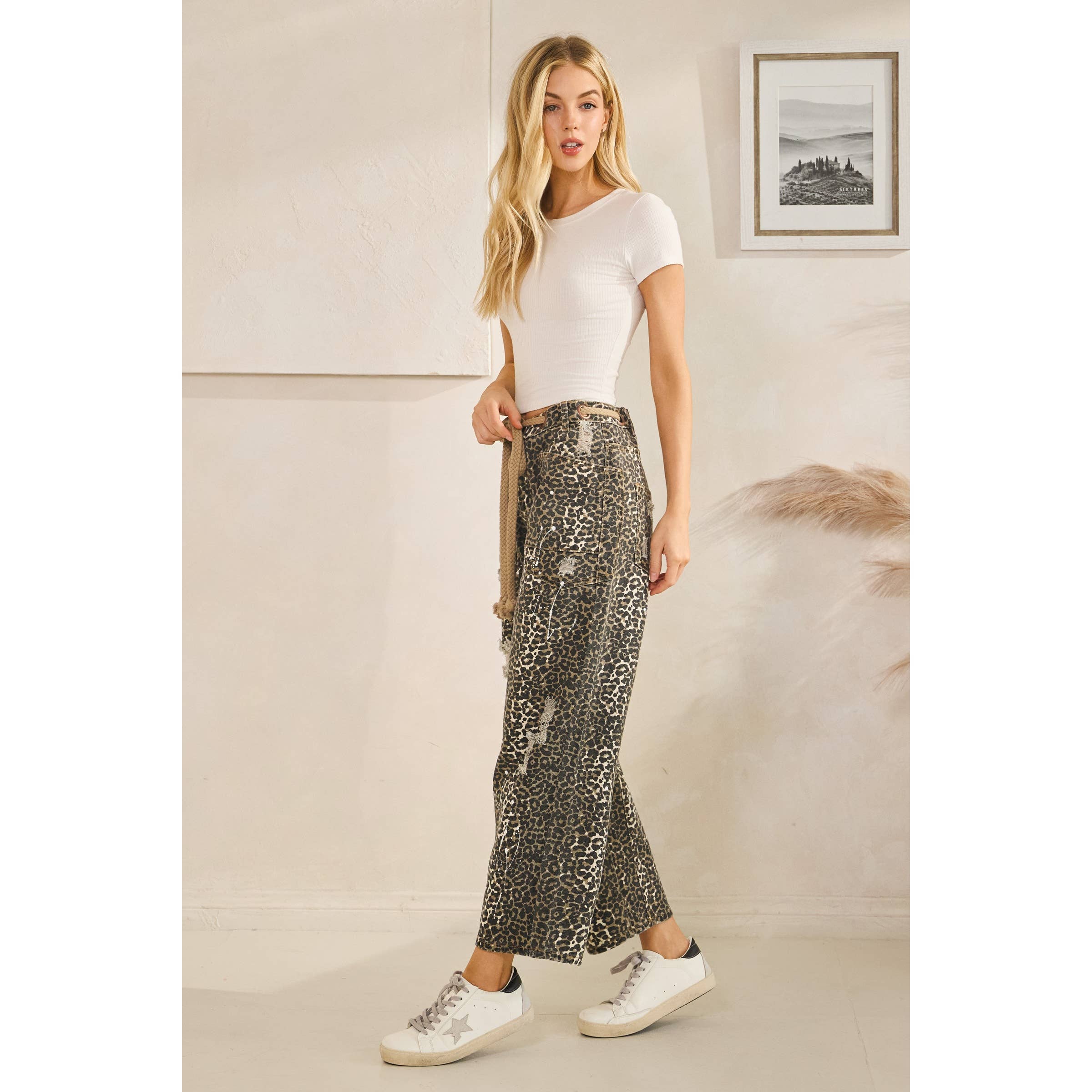 LÉOPARD MOKA PANTALON CAMOUFLAGE DÉLAVÉ ET USÉ en vente sur Faire6