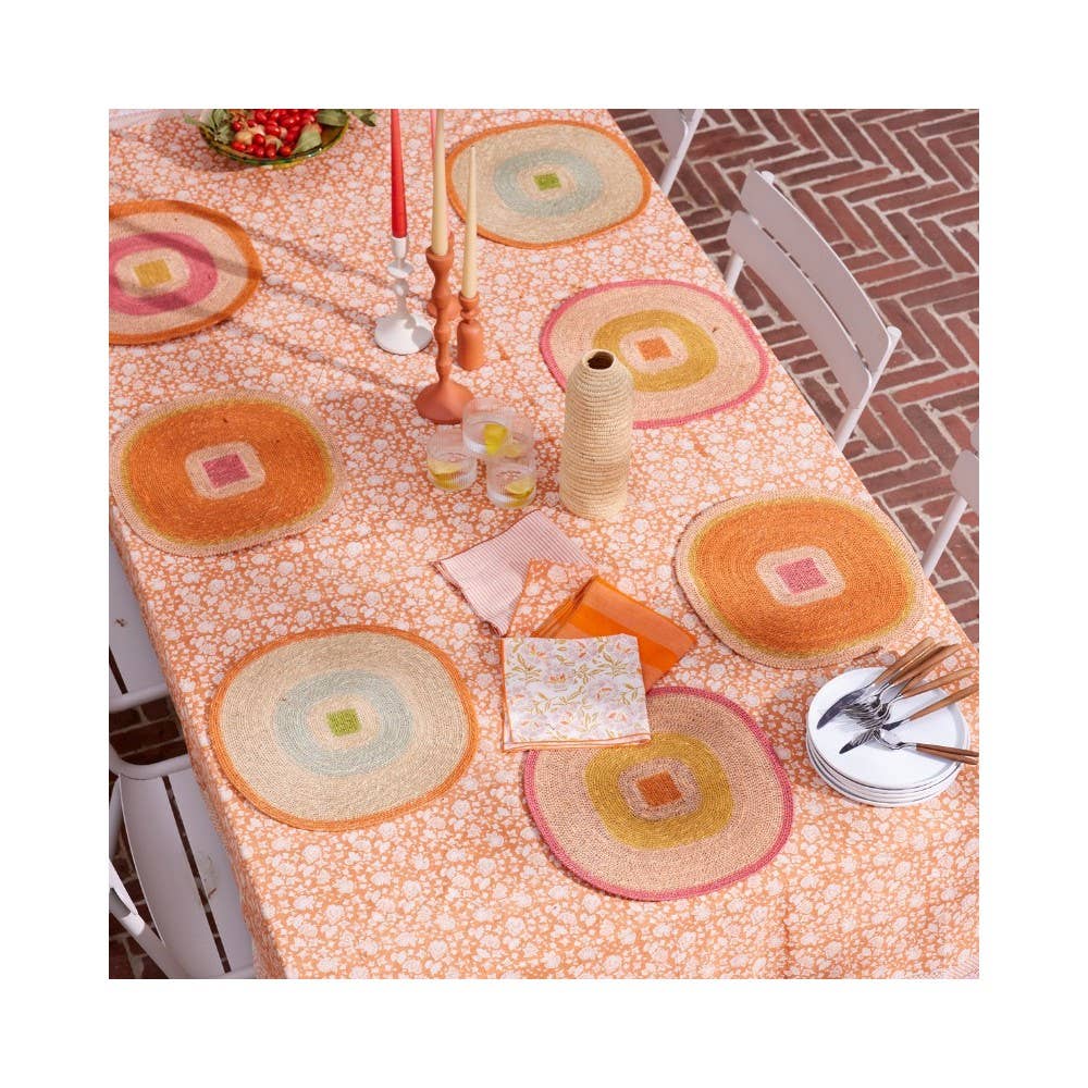 Bonheur du Jour - Vendita all'ingrosso Tovagliette - Set di tovagliette Mada in rafia arancione e blu5