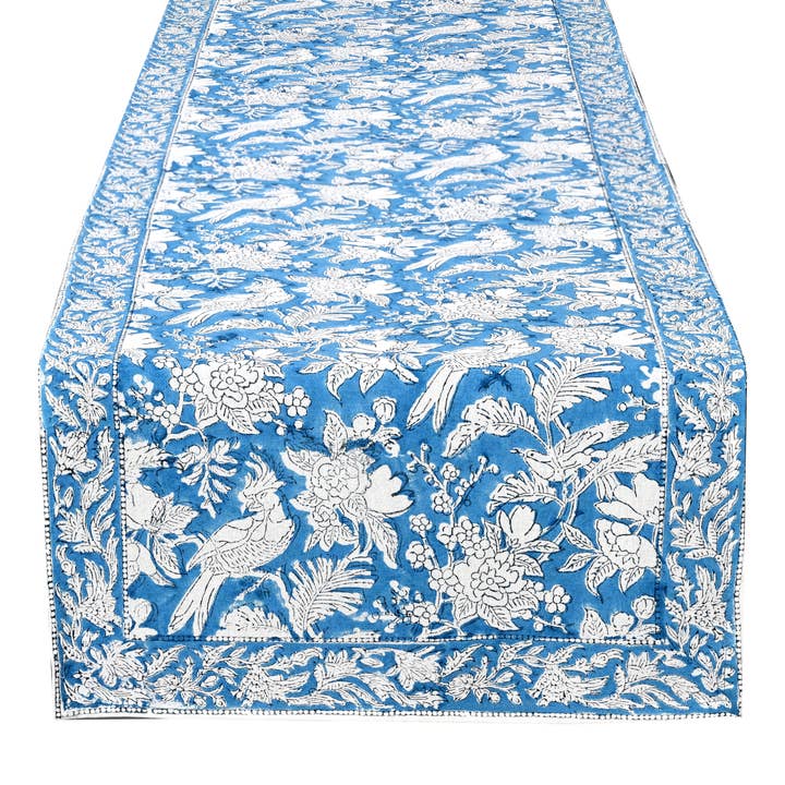 Cotton Block Print Table Runner - Blue Sapphire for wholesale by Cotton Print Club