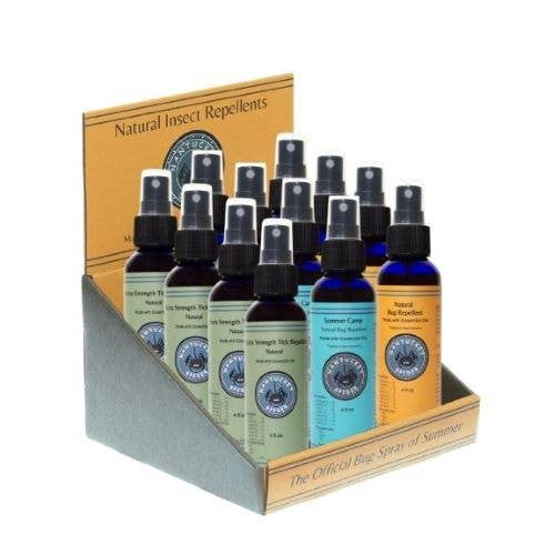 12 unités d'insectifuge de 4 oz avec présentoir recyclé pour la vente par Nantucket Spider