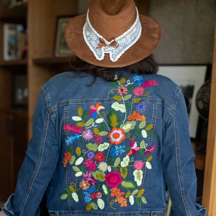 Jaqueta jeans bordada à mão - Wildflower por atacado de My Little Maria