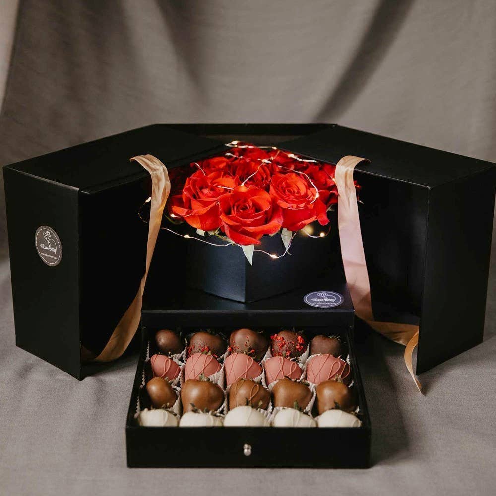 UNIKPACKAGING – Großhandel Geschenkboxen – Große quadratische Überraschungs-Blumenschachtel – mit Plastikeinsatz12