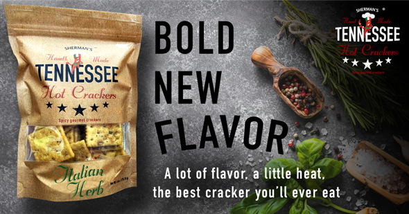Sherman's Tennessee Hot Crackers - Wholesale Crackers - New! Sherman Tennessee Hot Crackers Italian Herb Flavor 30CT3