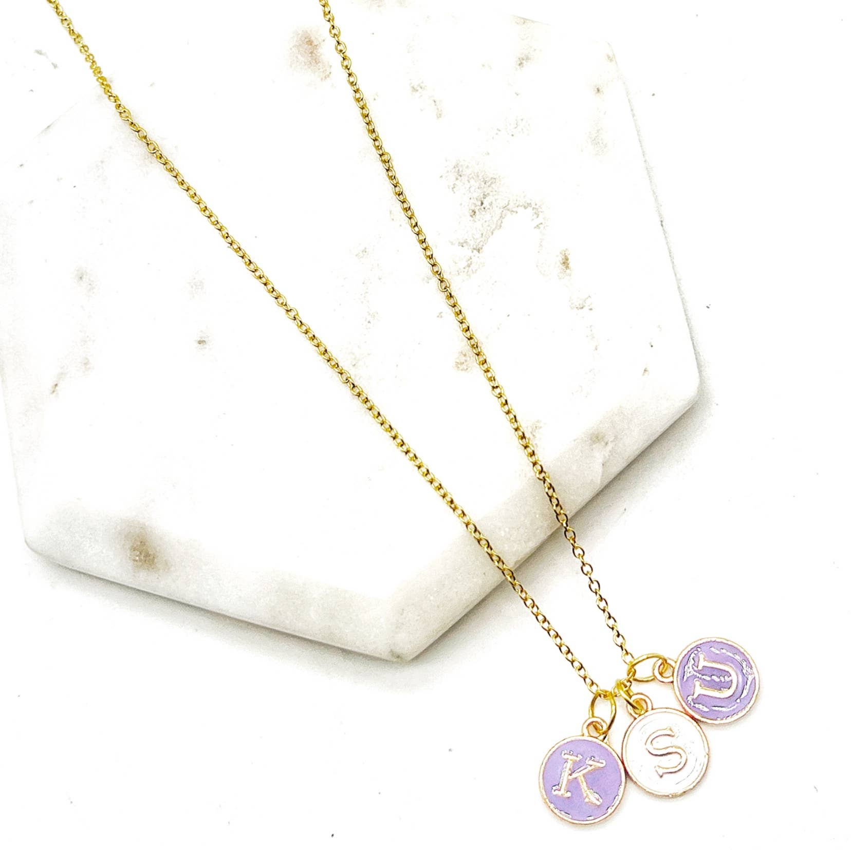 Baubles by B - Wholesale Pendant/Charm Necklace - Purple White KSU Kansas State University Charm Necklace Cats2