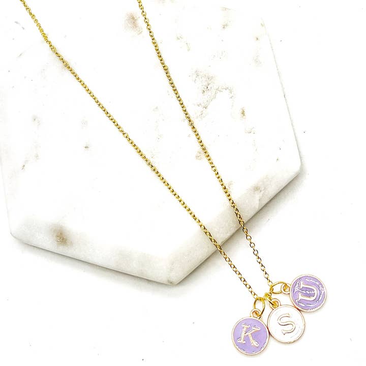 Baubles by B - Wholesale Pendant/Charm Necklace - Purple White KSU Kansas State University Charm Necklace Cats2