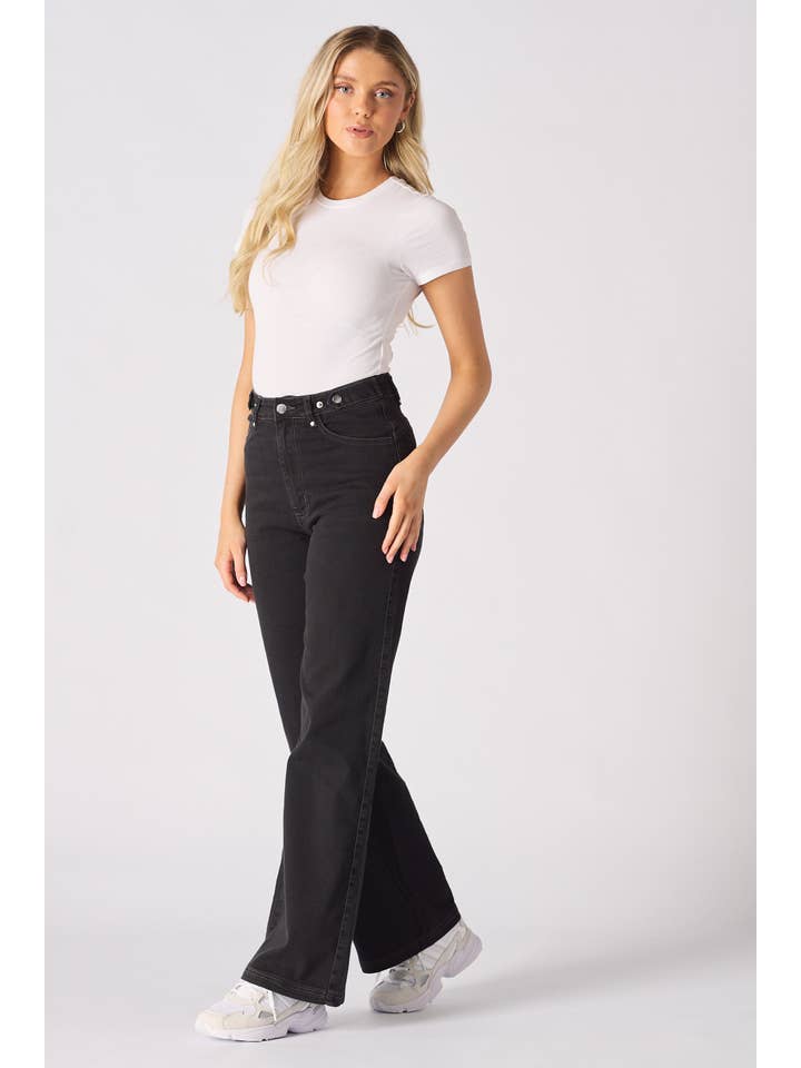 JMOJO UK Limited - Wholesale Jeans - Women's - WIDE LEG SCULPT JEANS - BLACK WASH