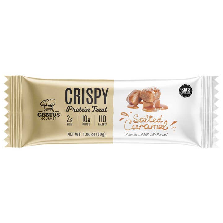 Crispy Protein Treat - Salted Caramel - 10 Count for wholesale by Genius Gourmet