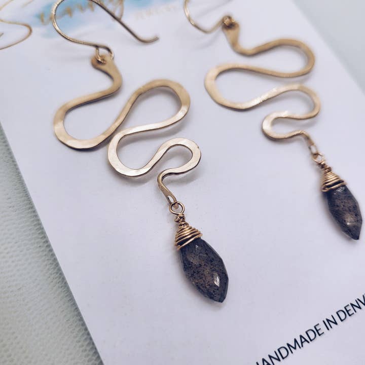 Brincos artesanais de joalharia labradorite por atacado de Sunny Bay Handmade Jewelry