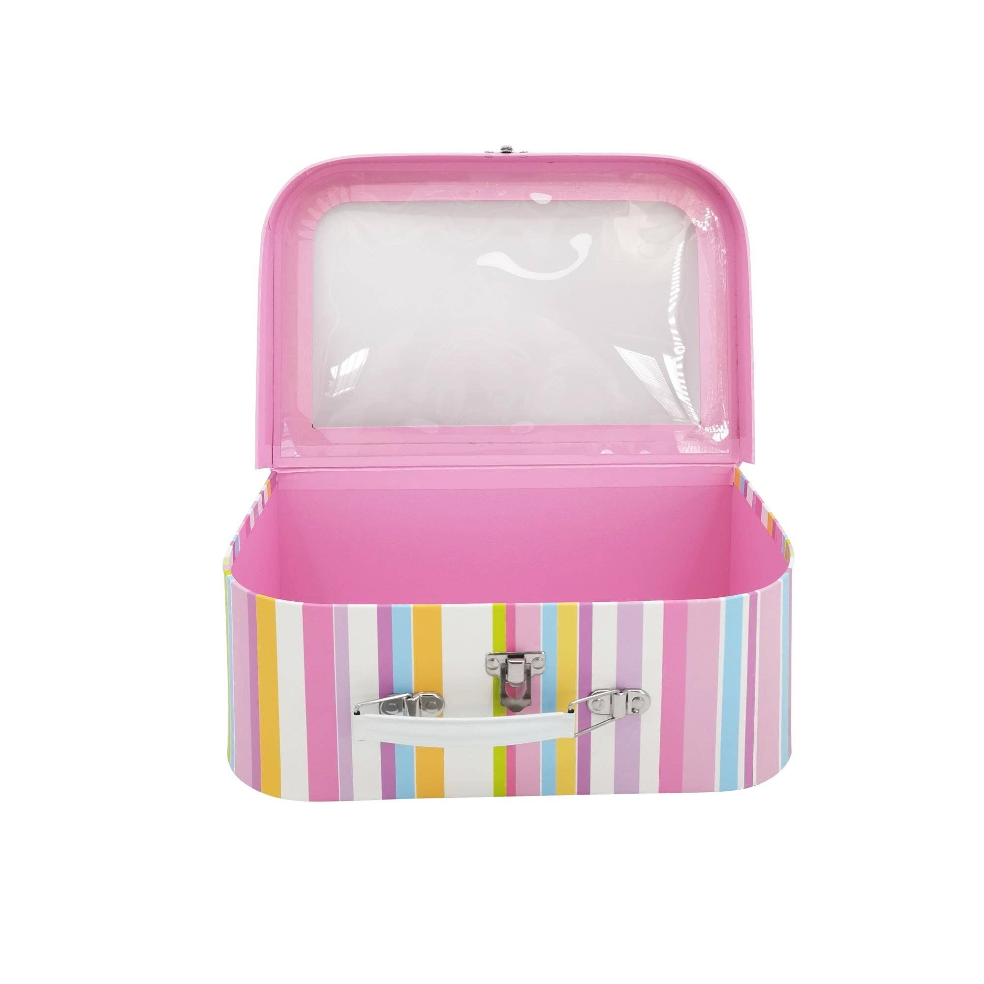 Emartbuy - Wholesale Gift box - Elegant Multicoloured Stripes Window Suitcase Style Gift Boxes - Set of 35