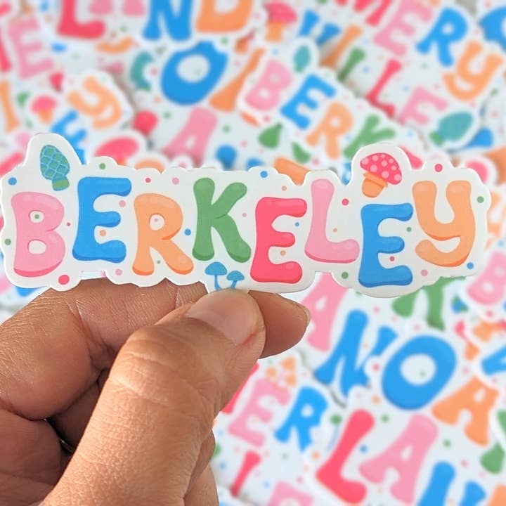 Berkeley City Vinyl Sticker - Mushrooms | Nor Cal for wholesale by Ham Eye Am