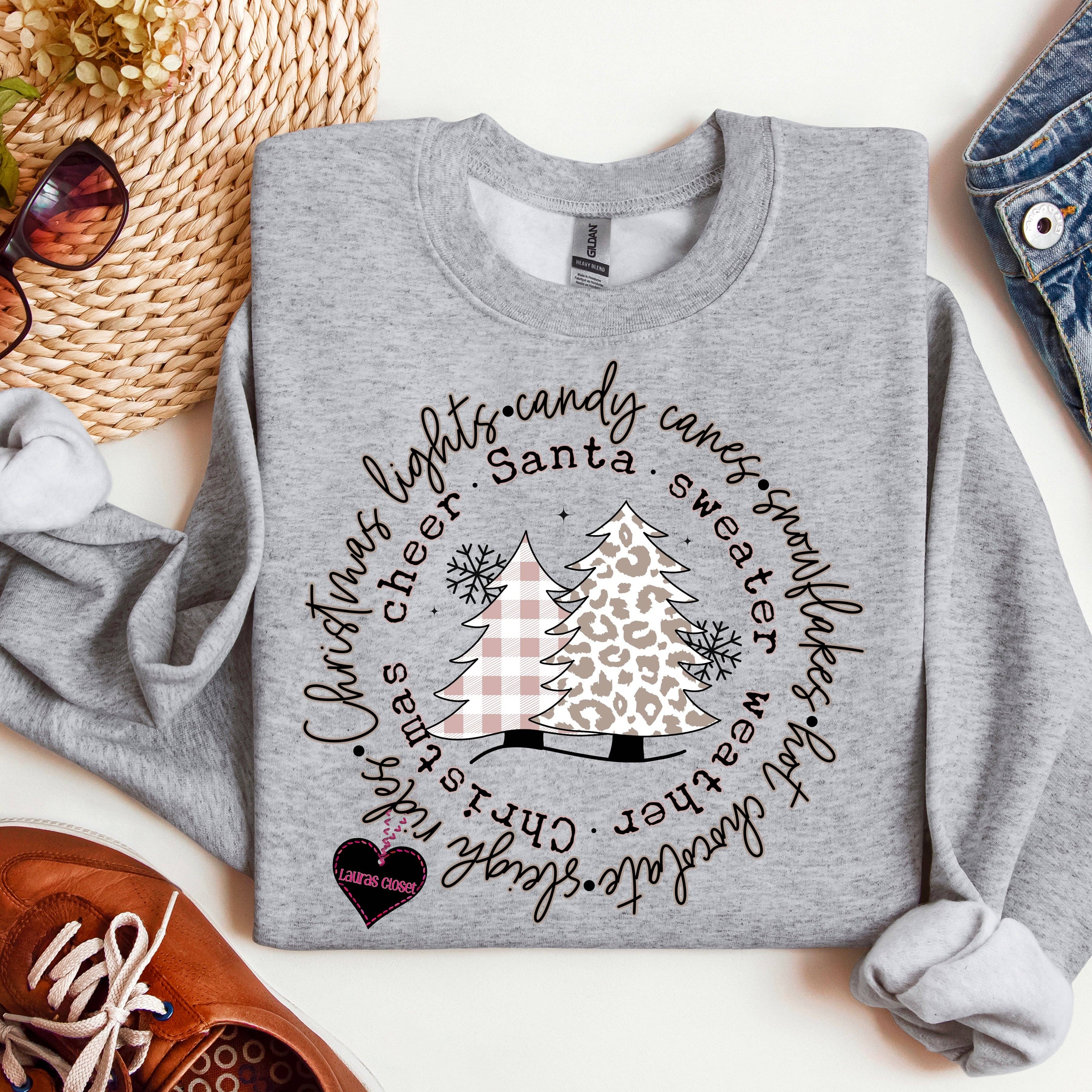 Lauras Closet - Vendita all'ingrosso Maglietta serigrafata - Donna - LUCI DI NATALE 💚 BASTONCINI DI ZUCCHERO ❤️ FIOCCHI DI NEVE ❄️ - Maglietta Grafica3