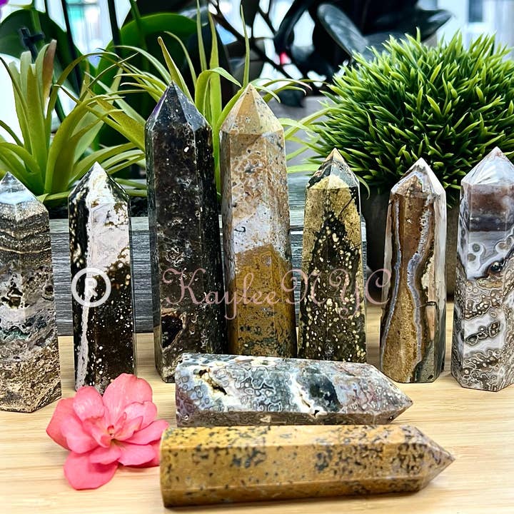 KayleeNYC - Vente Pierre et cristal de spiritualité - Obélisque en jaspe naturel de l'océan, 2 lb, Tower Point Crystal3