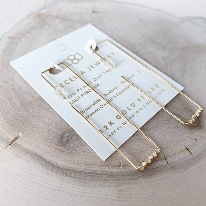 Cecelia Designs Jewelry - Wholesale Dangle Earrings - Gold Filled Triangle Hoop Earrings Lightweight Minimalist