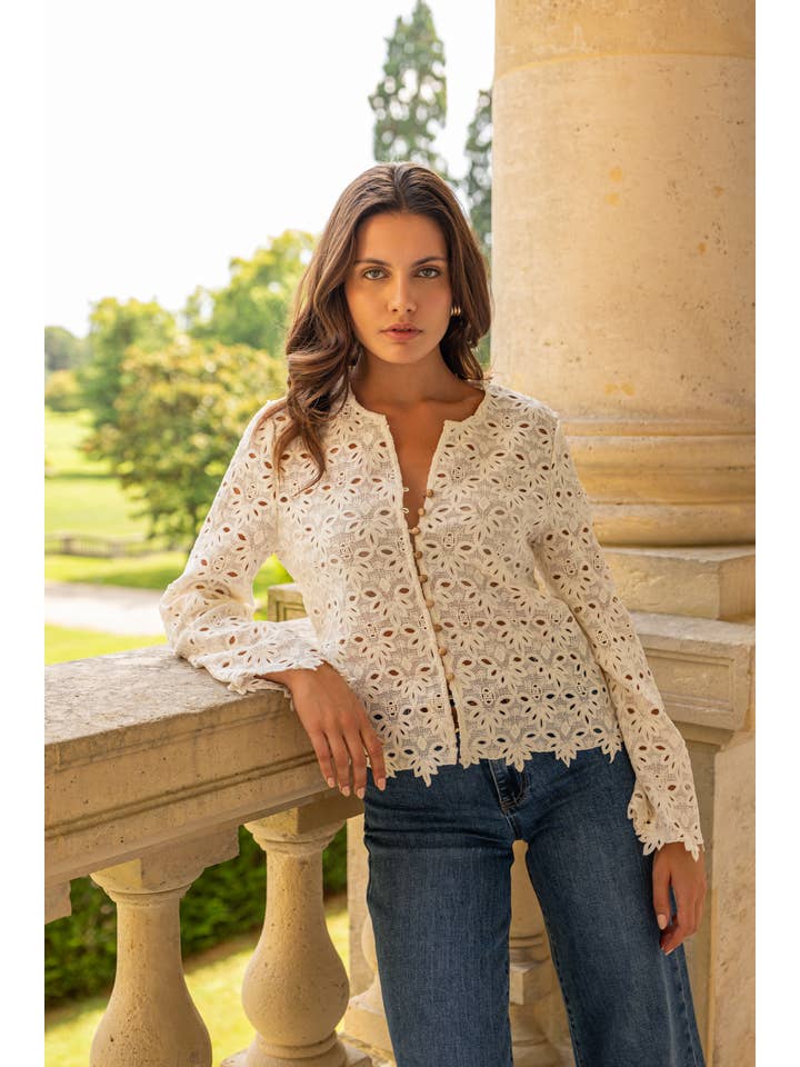 CHOKLATE PARIS - Wholesale Jacket - Women's - Claire blouse in English embroidery - 810612