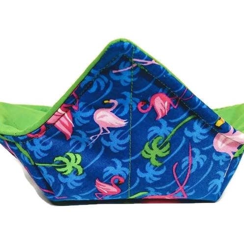Bowl Cosy in een print van tropische flamingostof voor wholesale door SewUseful Studios LLC