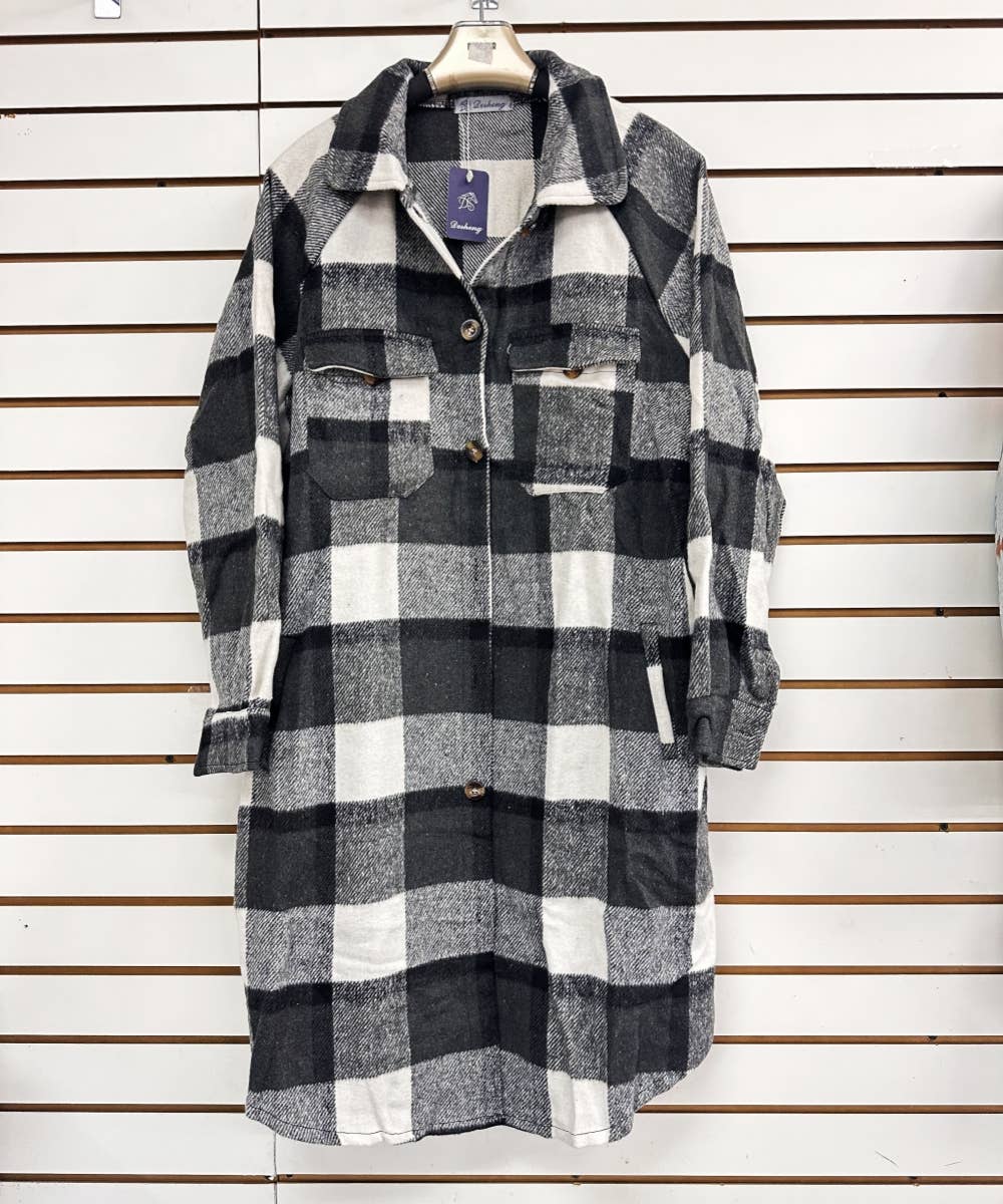 DESHENG ENTERPRISE – Großhandel Mantel - Damen – KARIERTER FLANELLMANTEL, JACKE, BRAUN5