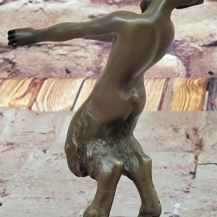 Bronzhaus - Wholesale Sculpture - Greek Faun Satyr & Nymph Girl Erotic Nude Bronze Bookend Sculpture Figures6