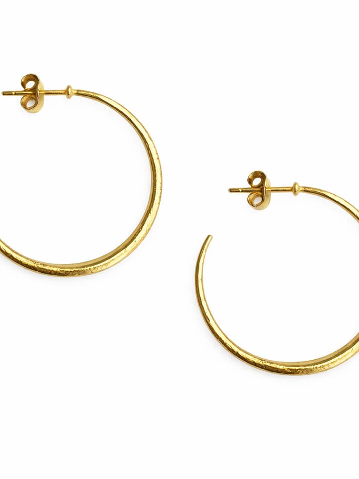 Gold vermeil or sterling brushed hoop earrings for wholesale by Treisi