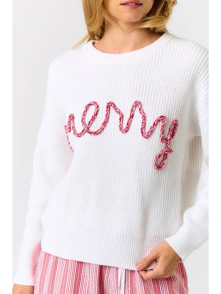 IVORY IBT33452 CHRISTMAS MERRY SUGARCANE COZY SWEATER for wholesale on Faire
