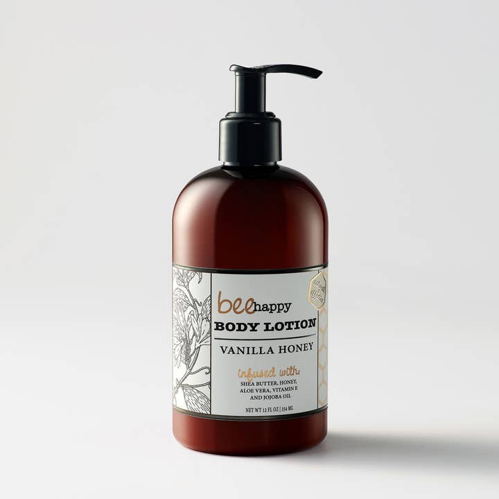 Warm & Cozy Body Lotion "Vanilla Honey" (12 oz) with pump for wholesale by Bee Happy