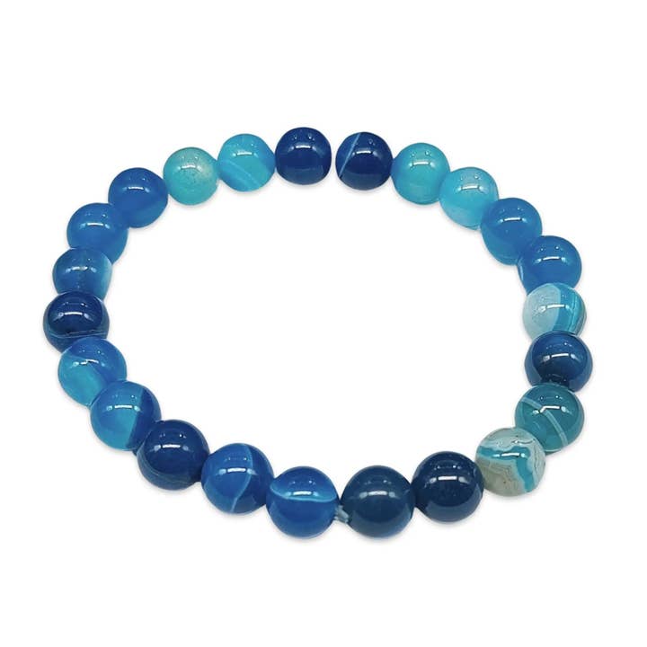 Bracelet - Royal Blue Agate Stripe - 8mm for wholesale by Arômes & Évasions