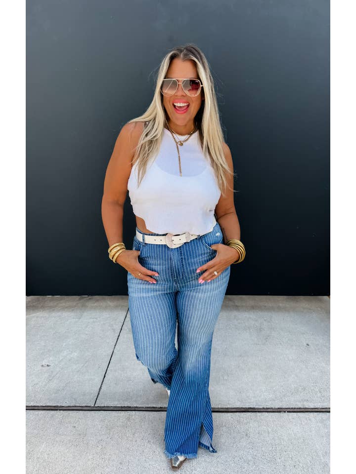 BLAKELEY - Wholesale Jeans - Women's - TAKE SIDES PINSTRIPE JEANS