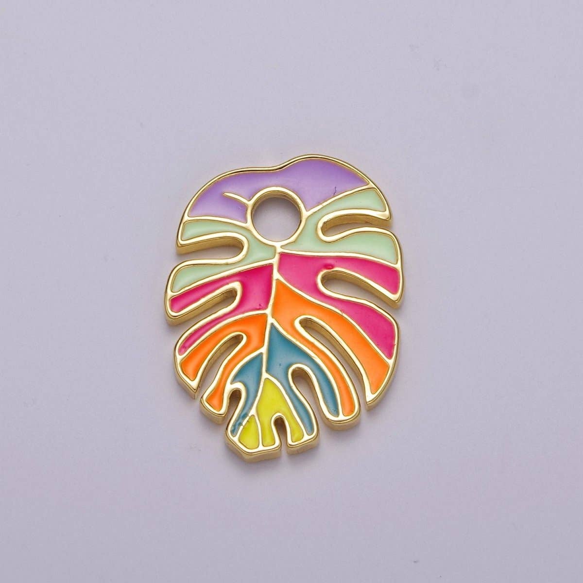 Aim Eternal - Wholesale Individual Charm/Pendant - Colorful Enamel Tropical Monstera Leaf Plant Charm Necklace Bracelet Earring Pendant Gold Filled Leaf Nature Charm Large Leaf Charm M-790 - M-8001