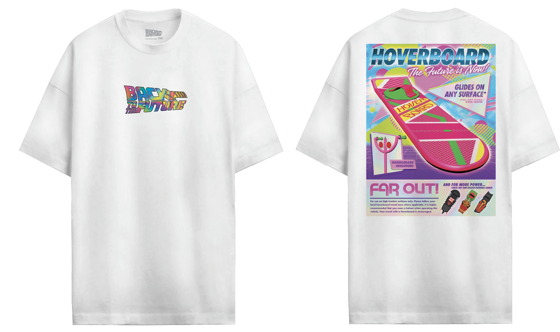 Blanc T-shirt Iconique Retour vers le futur - Hoverboard en vente sur Faire4