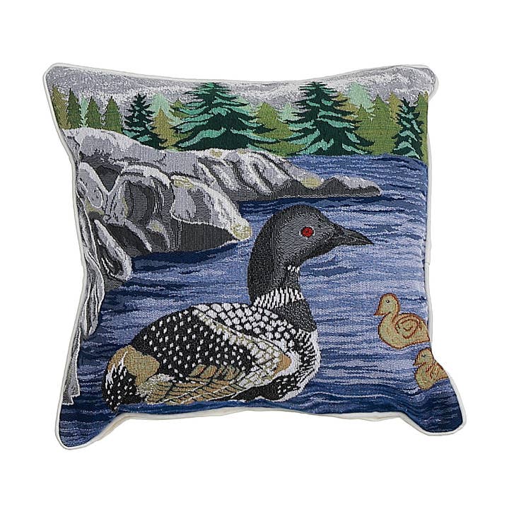 Cuscino Arazzo Loon 18 X 18" per la vendita all'ingrosso da parte di IH Casa Decor