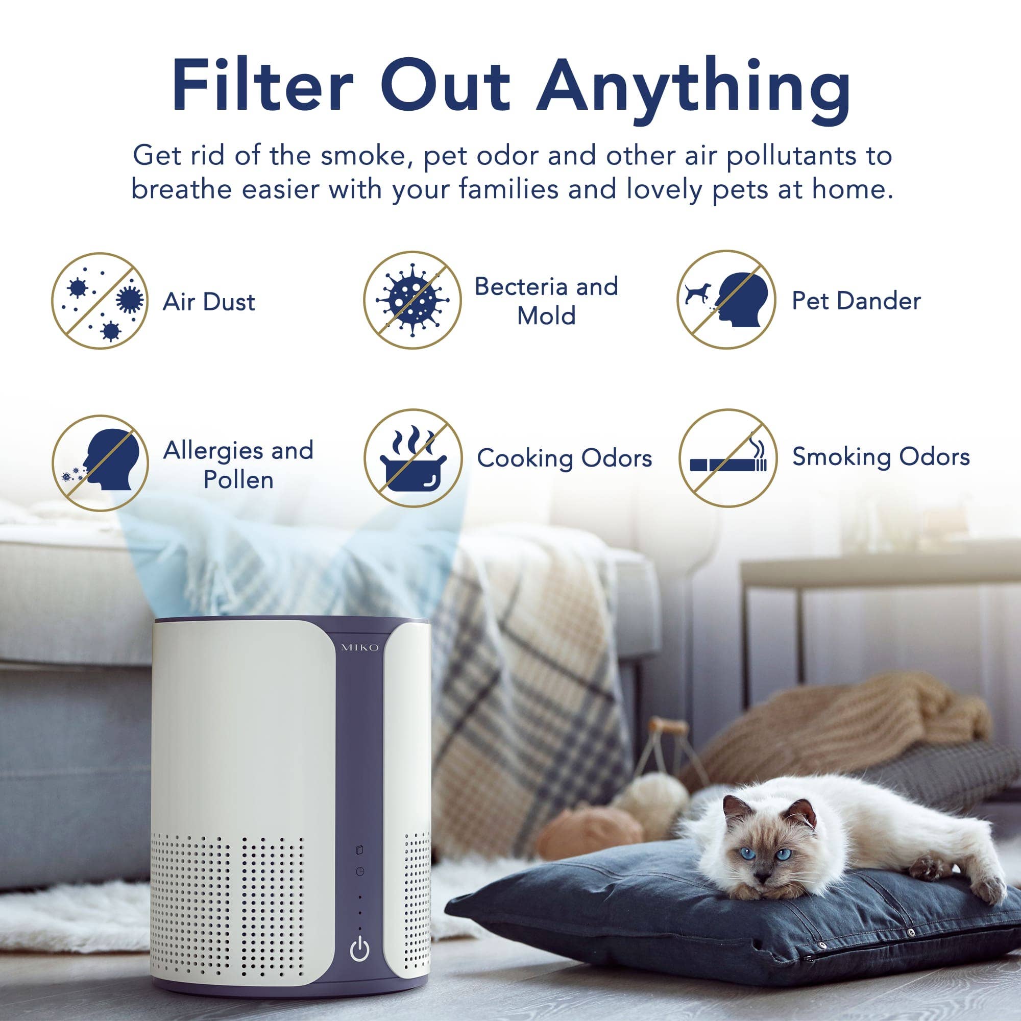 White Grey Miko Air Purifier with Essential Oil // Ibuki for wholesale on Faire9