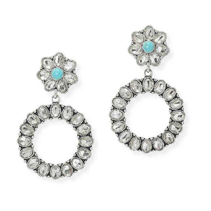 Western rhinestone hoop dangle earring for wholesale by SOPHIA WHOLESALE