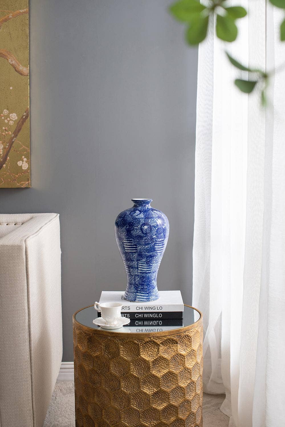 A&B Home Group Inc. - Wholesale Vase - D7x13" Traditional Porcelain Flower Vase - Blue/White5