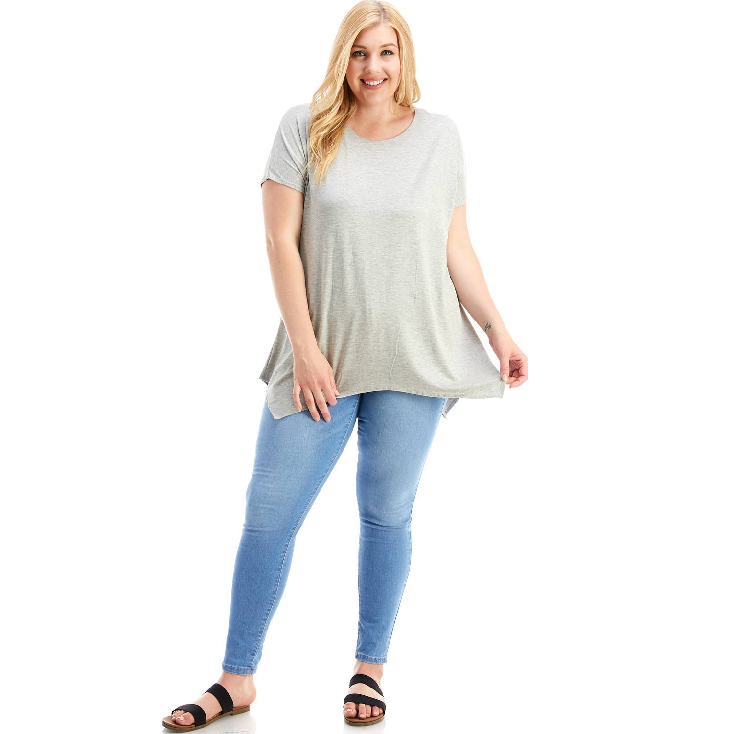 Azules Clothing - Wholesale Tunic - Women's - ATP-2307RSX Plus Size Asymmetric Short Sleeve Tunic82