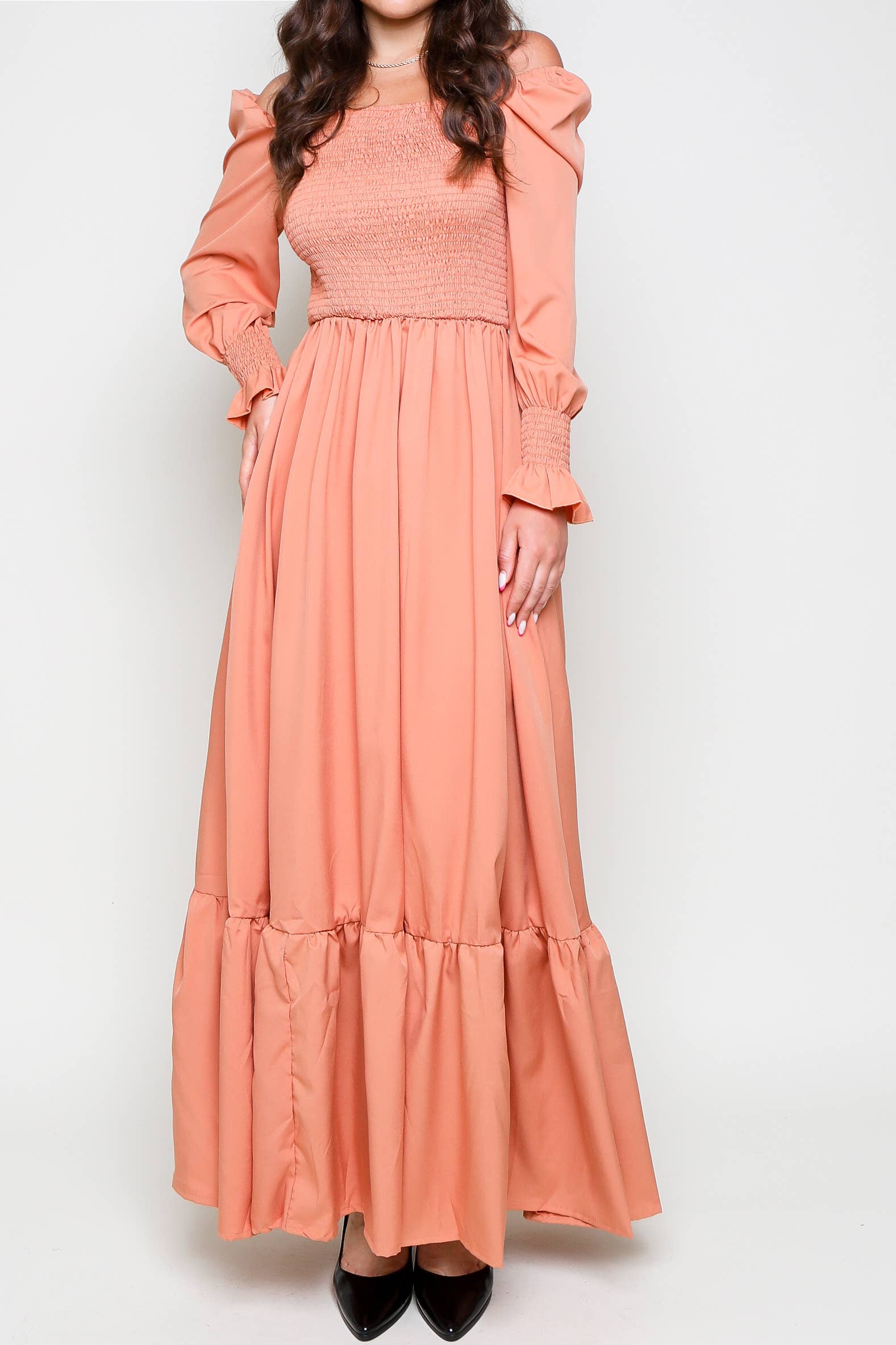 Flarix - Wholesale Dress - Women's - Smocked Square Neck Maxi Dress14