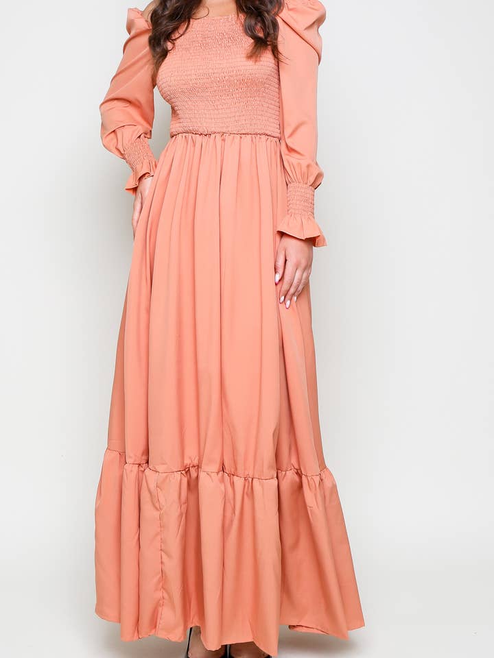 Flarix - Wholesale Dress - Women's - Smocked Square Neck Maxi Dress14