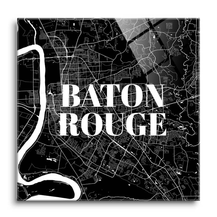 Modern Louisiana Baton Rouge Map |12x12 Glass Plaque for wholesale by Love Local