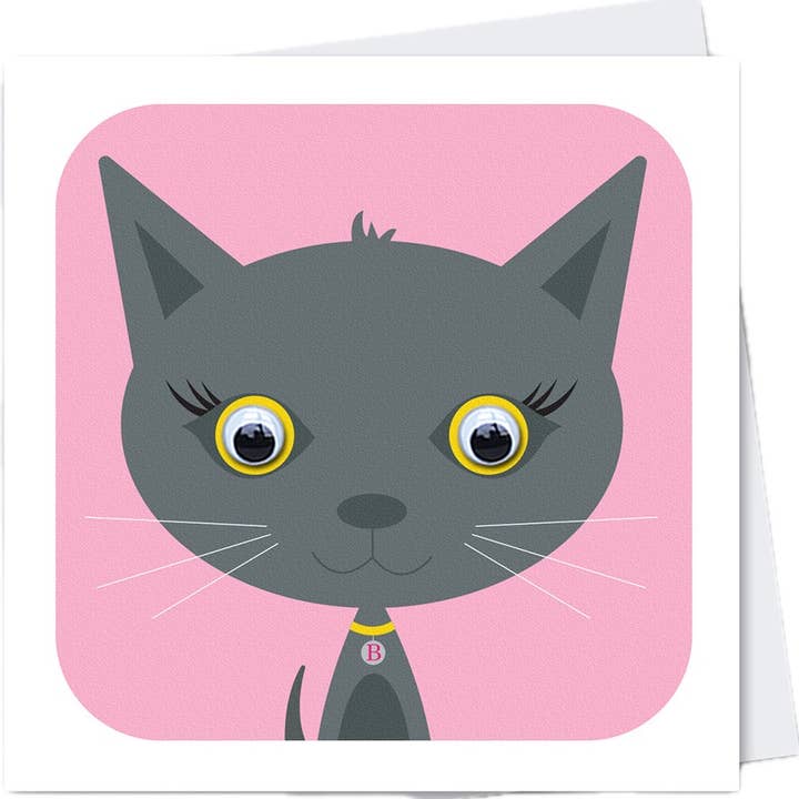 Cat Card | Children's Birthday Card | British Blue Cat for wholesale by Stripey Cats Cards