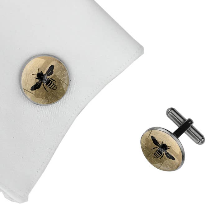 Iconic Animals Cufflinks Bee - MFY278W for wholesale by Mo Resin