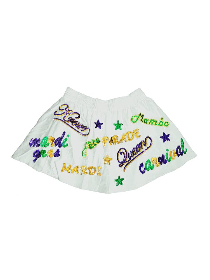 Adult Mardi Gras Explosion Skort - White for wholesale by Mardi Gras Creations